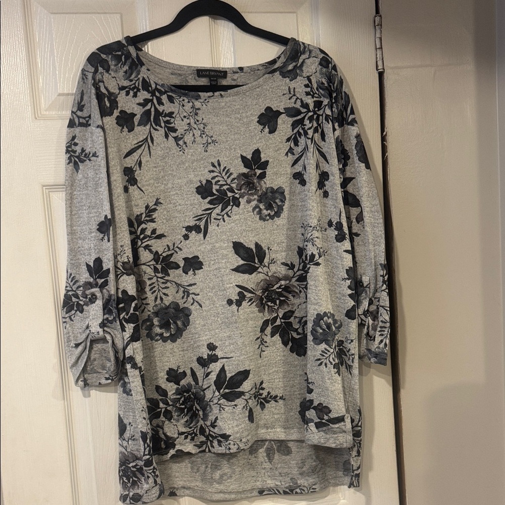 Lane Bryant Gray and Black Patterned Top